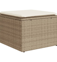 9-tlg. Garten-Sofagarnitur mit Kissen Beige Poly Rattan