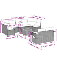 10-tlg. Garten-Sofagarnitur mit Kissen Schwarz Poly Rattan