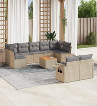 10-tlg. Garten-Sofagarnitur mit Kissen Beige Poly Rattan