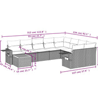 10-tlg. Garten-Sofagarnitur mit Kissen Schwarz Poly Rattan