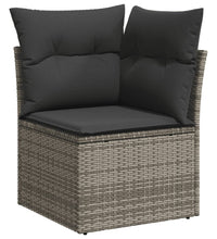 11-tlg. Garten-Sofagarnitur mit Kissen Schwarz Poly Rattan