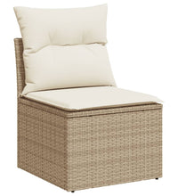 11-tlg. Garten-Sofagarnitur mit Kissen Beige Poly Rattan