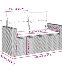 11-tlg. Garten-Sofagarnitur mit Kissen Schwarz Poly Rattan