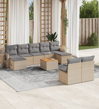 10-tlg. Garten-Sofagarnitur mit Kissen Beige Poly Rattan