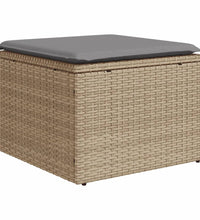 11-tlg. Garten-Sofagarnitur mit Kissen Beige Poly Rattan