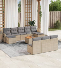 11-tlg. Garten-Sofagarnitur mit Kissen Beige Poly Rattan