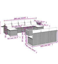 11-tlg. Garten-Sofagarnitur mit Kissen Grau Poly Rattan