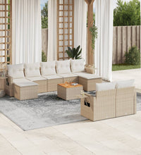 10-tlg. Garten-Sofagarnitur mit Kissen Beige Poly Rattan