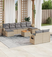 10-tlg. Garten-Sofagarnitur mit Kissen Beige Poly Rattan