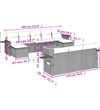 11-tlg. Garten-Sofagarnitur mit Kissen Beige Poly Rattan