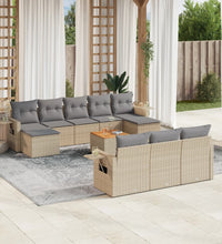 11-tlg. Garten-Sofagarnitur mit Kissen Beige Poly Rattan