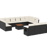 14-tlg. Garten-Sofagarnitur mit Kissen Schwarz Poly Rattan