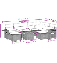 10-tlg. Garten-Sofagarnitur mit Kissen Schwarz Poly Rattan