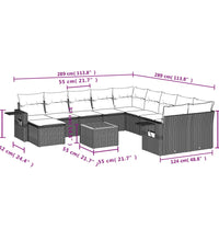 12-tlg. Garten-Sofagarnitur mit Kissen Schwarz Poly Rattan