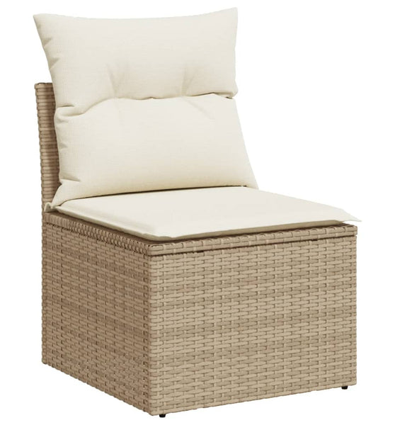 7-tlg. Garten-Sofagarnitur mit Kissen Beige Poly Rattan