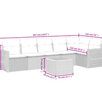 7-tlg. Garten-Sofagarnitur mit Kissen Beige Poly Rattan