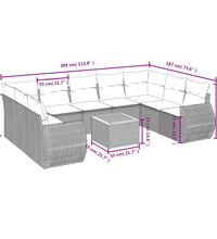 10-tlg. Garten-Sofagarnitur mit Kissen Schwarz Poly Rattan