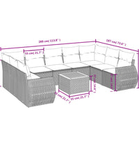 10-tlg. Garten-Sofagarnitur mit Kissen Beige Poly Rattan