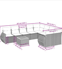 10-tlg. Garten-Sofagarnitur mit Kissen Schwarz Poly Rattan