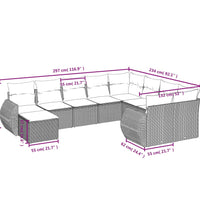 10-tlg. Garten-Sofagarnitur mit Kissen Schwarz Poly Rattan