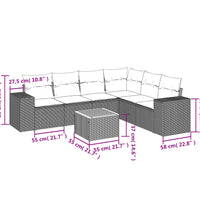 7-tlg. Garten-Sofagarnitur mit Kissen Beige Poly Rattan