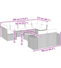 10-tlg. Garten-Sofagarnitur mit Kissen Grau Poly Rattan