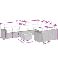 10-tlg. Garten-Sofagarnitur mit Kissen Schwarz Poly Rattan
