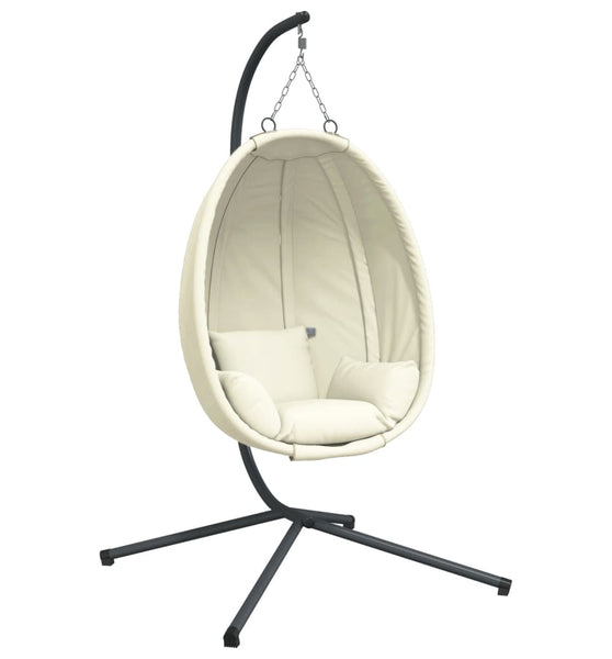 Hängesessel Ei-Design mit Ständer Beige Stoff und Stahl
