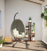 Hängesessel Ei-Design mit Ständer Beige Stoff und Stahl