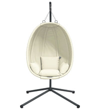 Hängesessel Ei-Design mit Ständer Beige Stoff und Stahl