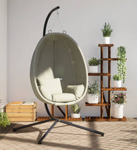 Hängesessel Ei-Design mit Ständer Beige Stoff und Stahl