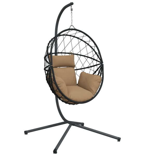 Hängesessel Ei-Design mit Ständer Taupe Rattan und Stahl