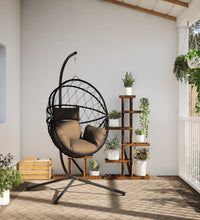 Hängesessel Ei-Design mit Ständer Taupe Rattan und Stahl
