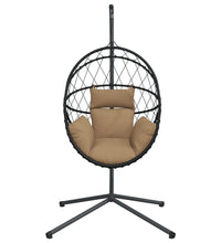 Hängesessel Ei-Design mit Ständer Taupe Rattan und Stahl