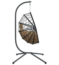 Hängesessel Ei-Design mit Ständer Taupe Rattan und Stahl