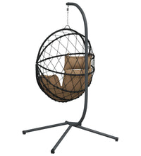 Hängesessel Ei-Design mit Ständer Taupe Rattan und Stahl