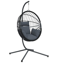 Hängesessel Ei-Design mit Ständer Anthrazit Rattan und Stahl