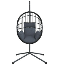 Hängesessel Ei-Design mit Ständer Anthrazit Rattan und Stahl