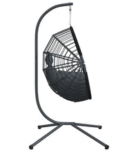 Hängesessel Ei-Design mit Ständer Anthrazit Rattan und Stahl