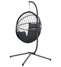Hängesessel Ei-Design mit Ständer Anthrazit Rattan und Stahl