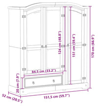 Kleiderschrank Corona 151,5x52x170 cm Massivholz Kiefer