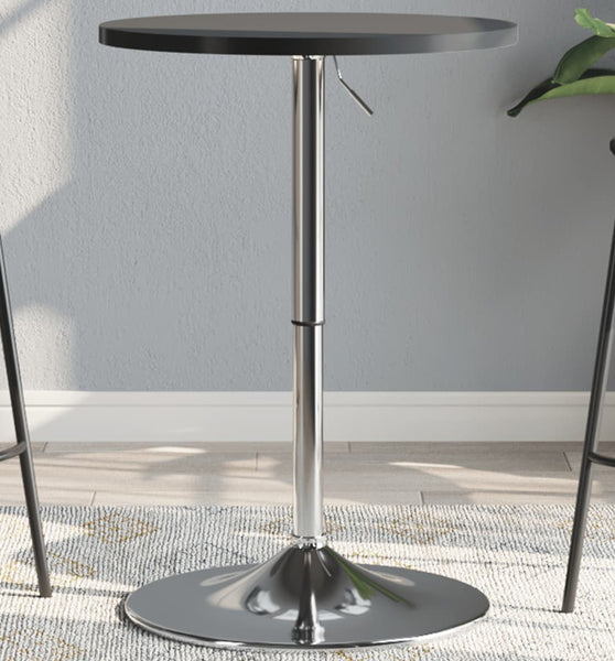 Bartisch Schwarz 50x50x90 cm Holzwerkstoff Verchromter Stahl
