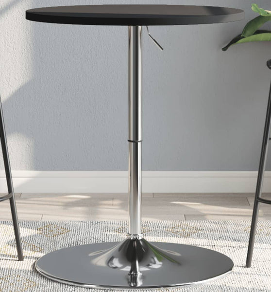 Bartisch Schwarz 60x60x90 cm Holzwerkstoff Verchromter Stahl