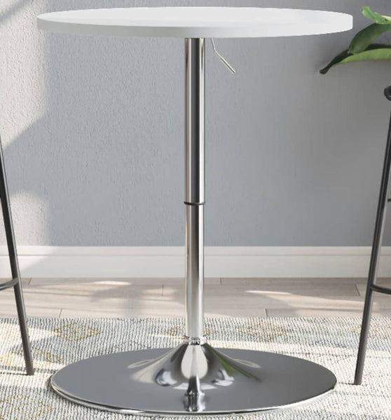 Bartisch Weiß 60x60x90 cm Holzwerkstoff Verchromter Stahl