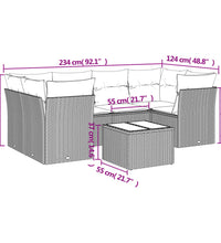 7-tlg. Garten-Sofagarnitur mit Kissen Beige Poly Rattan