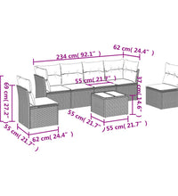 7-tlg. Garten-Sofagarnitur mit Kissen Beige Poly Rattan