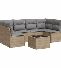 7-tlg. Garten-Sofagarnitur mit Kissen Beige Poly Rattan
