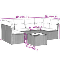 7-tlg. Garten-Sofagarnitur mit Kissen Beige Poly Rattan