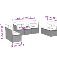 7-tlg. Garten-Sofagarnitur mit Kissen Braun Poly Rattan