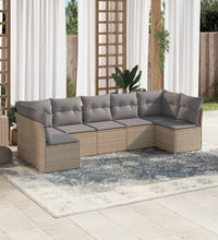 7-tlg. Garten-Sofagarnitur mit Kissen Beige Poly Rattan
